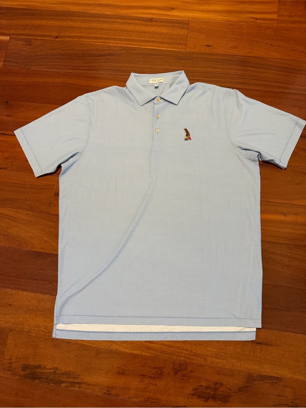 Peter Millar Summer Comfort Golf Polo Shirt Mens XL Blue White Hawk Logo